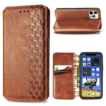 Fashionable Diamond Effect Auto-Absorbed Leather Phone Cover Case for iPhone 12/12 Pro