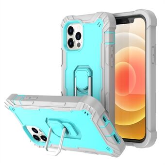 PC + Silicone Shockproof Phone Case Shell with Rotation Kickstand for iPhone 12/12 Pro