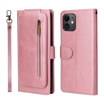 Zipper Pocket 9 Card Slots Leather Wallet Case for iPhone 12 Pro / iPhone 12