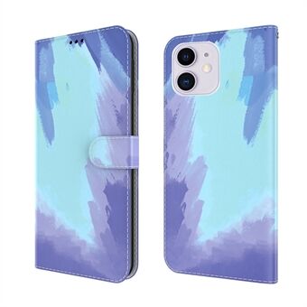 Stylish Watercolor Pattern Magnetic Clasp Stand Wallet Leather Phone Case for iPhone 12 / 12 Pro