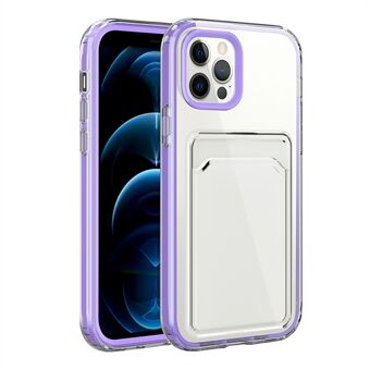 Clear Gradient Soft TPU Shock-Absorbing Bumper Protective Case with Card Holder for iPhone 12 6.1 inch / 12 Pro 6.1 inch