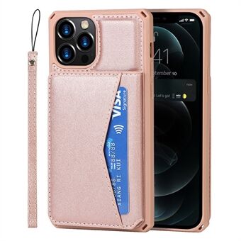 PU Leather Coated TPU Cover Kickstand Card Slots Hybrid Case for iPhone 12 / 12 Pro