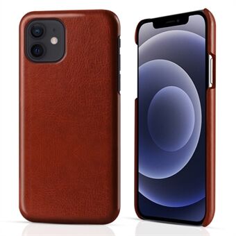 KSQ Retro Crazy Horse Texture PU Leather Coated PC Shockproof Rugged Durable Case for iPhone 12 / 12 Pro 6.1 inch