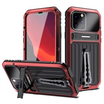 Armor Kickstand Design Shockproof TPU+Metal Phone Case with Tempered Glass Film for iPhone 12 6.1 inch