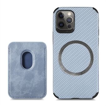 Detachable 2-in-1 Design Magnetic Absorption Card Holder Carbon Fiber Texture Leather Coated Phone Hybrid Case Cover for iPhone 12 6.1 inch/12 Pro 6.1 inch