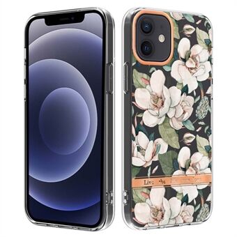 LB5 Series TPU Phone Case for iPhone 12 6.1 inch/12 Pro 6.1 inch, Super Slim Electroplating Flower Patterns IMD IML Soft Phone Protective Cover