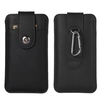 PU Leather Mobile Phone Storage Bag Case Protector Card Holder, Inner Size 18.8x10.8 cm - Black