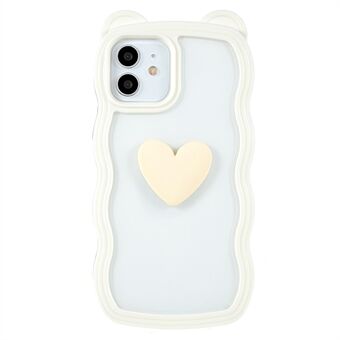 For iPhone 12/12 6.1 inch Cute Heart Bear Ear Decor Detachable 2-in-1 PC+TPU Cell Phone Cover Cell Phone Case