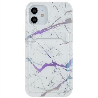 For iPhone 12 / 12 Pro 6.1 inch Fall Proof Marble Pattern Phone Cover TPU Electroplating IMD Phone Case with Card Slot