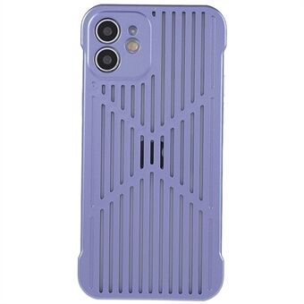 For iPhone 12 6.1 inch Hollow-out Hard PC Electroplating Anti-fall Anti-wear Phone Case Heat Dissipation Precise Cutout Shell