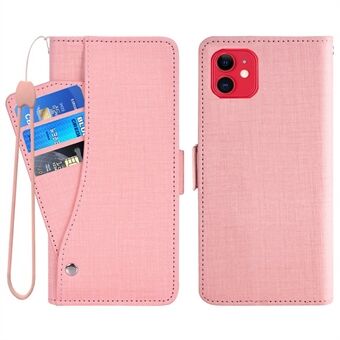 Flip Phone Cover for iPhone 12 / 12 Pro 6.1 inch, Jeans Cloth Texture PU Leather Wallet Stand Rotating Card Slot Phone Case