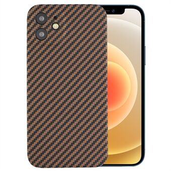 Protective Cover for iPhone 12 6.1 inch Fall Proof Precise Cutout Carbon Fiber Texture Aramid Fiber Back Case - Black Gold