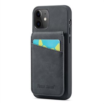 FIERRE SHANN Phone Cover for iPhone 12 / 12 Pro 6.1 inch Card Slots Kickstand PU Leather+TPU Case