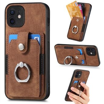 Kickstand Phone Case for iPhone 12 6.1 inch PU Leather TPU PC Case Card Holder Anti-Drop Phone Cover