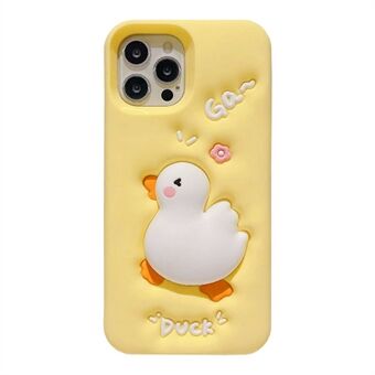 For iPhone 12 / 12 Pro Silicone Phone Case 3D Cartoon Squeeze Duck Pattern Mobile Phone Cover