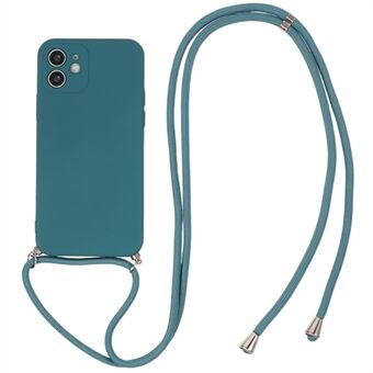 Fiber Lining TPU Phone Case for iPhone 12 , Rubberized Anti-scratch Cover with Long Lanyard