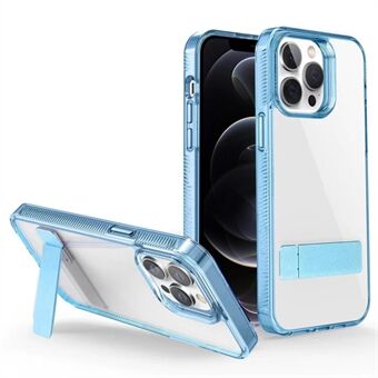 Style G For iPhone 12 / 12 Pro Transparent TPU + Acrylic Case Cell Phone Cover with Kickstand