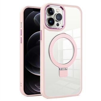 For iPhone 12 / 12 Pro 6.1 inch PC+TPU Clear Phone Case Magnetic Kickstand Protective Cover