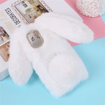 Rabbit Shape Fluffy Fur Coated TPU Cover Shell for iPhone 12 Pro 6.1 inch