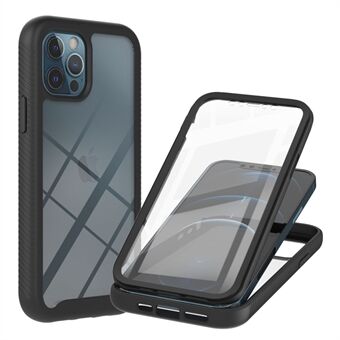 Full-Coverage PC+TPU Phone Protection Case with PET Screen Protector for iPhone 12/12 Pro - Black