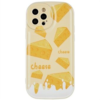 For iPhone 12 Pro 6.1 inch Bump Proof Cute Cartoon Cheese Pattern Printing Shell Four Corner Airbag TPU Back Case