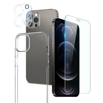 NORTHJO For iPhone 12 Pro 6.1 inch Tempered Glass Screen Protector Back Camera Lens Cover Soft TPU Phone Case