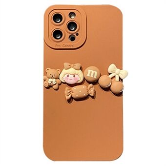 For iPhone 12 Pro 6.1 inch 3D Cartoon Figure Bear Decor Anti-scratch Phone Case Precise Cutout Lens Protection TPU Back Cover