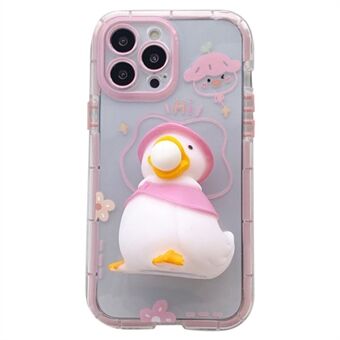 For iPhone 12 Pro 6.1 inch Noctilucent Luminous Soft TPU Case 3D Squishy Duck Decor Anti-scratch Phone Cover