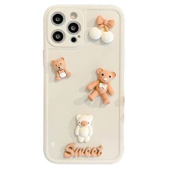 For iPhone 12 Pro 6.1 inch Bowknot Bear / Rabbit 3D Cartoon Figure Drop Resistant Flexible TPU Case Phone Cover