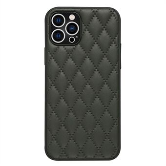 For iPhone 12 Pro 6.1 inch Rhombus Texture PU Leather+TPU Collision Resistant Phone Cover Shell