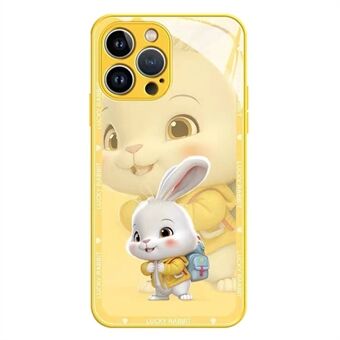 For iPhone 12 Pro 6.1 inch Jacket Backpack Rabbit Anti-fall Phone Case Tempered Glass + TPU Back Cover