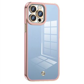 For iPhone 12 Pro 6.1 inch Transparent TPU Cover Anti-collision Airbag Design Electroplated Back Case with Plastic Lens Film