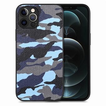 PU Leather Coated PC+TPU Case for iPhone 12 Pro, Precise Cutout Camouflage Pattern Phone Cover