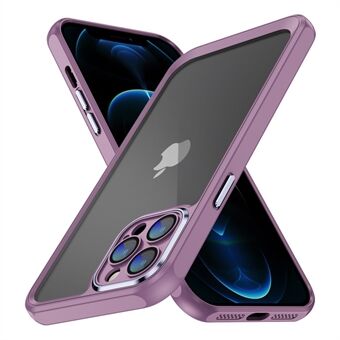 For iPhone 12 Pro Acrylic Back Soft TPU Phone Case Precise Cutouts Clear Cover with Lens Protector