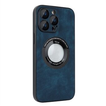 For iPhone 12 Pro Skin-touch Magnetic Case PU Leather Coated PC+TPU Phone Cover with Lens Protector