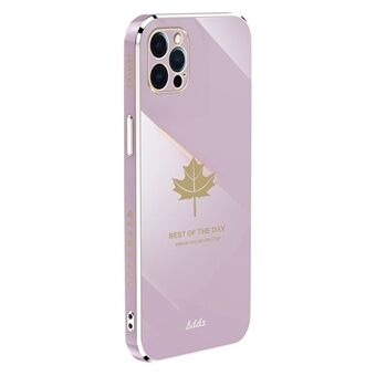 For iPhone 12 Pro 6.1 inch Straight Edge TPU Phone Cover Maple Leaf 6D Electroplating Case