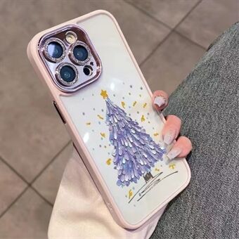 For iPhone 12 Pro TPU Christmas Tree Pattern Case Glitter Sparkle Camera Ring Phone Cover with Lens Film