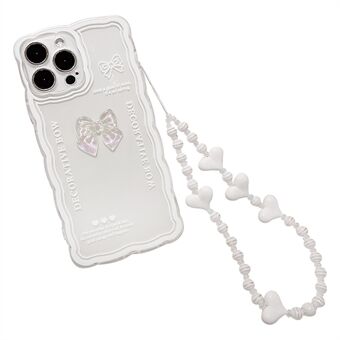 Crystal Clear Phone Case for iPhone 12 Pro , Flexible TPU Phone Cover Bowknot Decor Shell with Wrist Strap