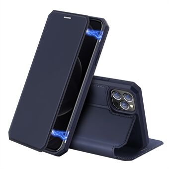 DUX DUCIS Skin X Series Single Card Slot Design Auto-absorbed Glossy Leather Stand Case for iPhone 12 Pro Max 6.7 inch