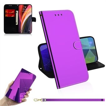 Mirror-like Surface Leather Shell with Card Slots and Wallet for iPhone 12 Pro Max 6.7 inch