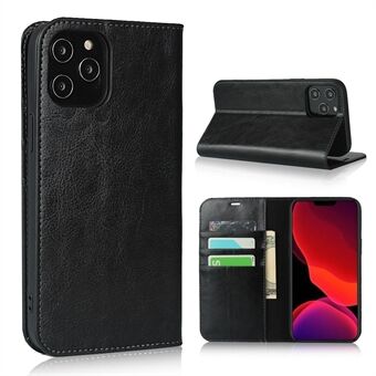 Crazy Horse Genuine Leather Wallet Phone Case for iPhone 12 Pro Max 6.7 inch