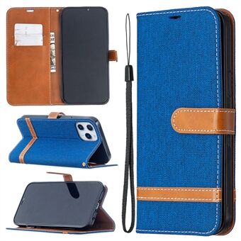 Solid Color Jeans Cloth Texture Leather with Wallet Case for iPhone 12 Pro Max 6.7 inch