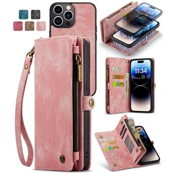 CASEME 008 Series Kickstand Zipper 2-in-1 Detachable Wallet PU Leather Case for iPhone 12 Pro Max 6.7-inch