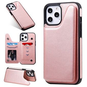 Shockproof Leather Coated TPU Phone Protective Shell with Card Slots for iPhone 12 Pro Max