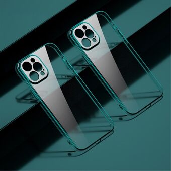 Transparent Electroplating Lens Protection Soft TPU Phone Case Cover for iPhone 12 Pro Max - Green