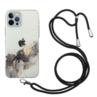 Marble Pattern Flexible TPU Case with Lanyard for iPhone 12 Pro Max