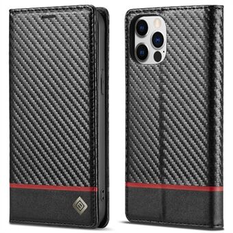 LC.IMEEKE Carbon Fiber Texture PU Leather Stand Case with Wallet for iPhone 12 Pro Max 6.7 inch