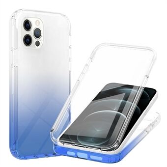 Transparent Gradient Color 3 in 1 All-Around Protection PC Bumper Soft TPU Case Built-in PET Screen Protector for Apple iPhone 12 Pro Max 6.7 inch