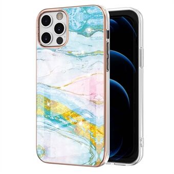 For iPhone 12 Pro Max 6.7 inch IMD Electroplating Marble Pattern Phone Shell Protector