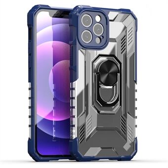 RUGGED SHIELD Armor Kickstand Design Support Wireless Charging PC+TPU Protective Cover Case for iPhone 12 Pro Max 6.7 inch